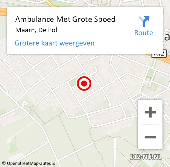 Locatie op kaart van de 112 melding: Ambulance Met Grote Spoed Naar Maarn, De Pol op 15 april 2017 20:59