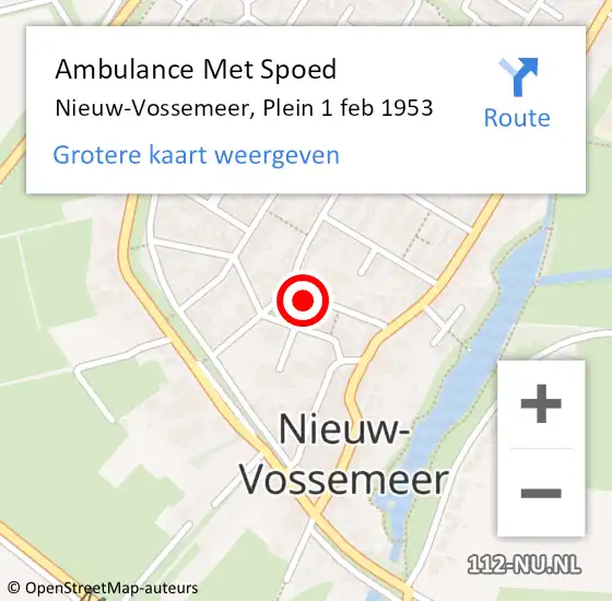 Locatie op kaart van de 112 melding: Ambulance Met Spoed Naar Nieuw-Vossemeer, Plein 1 feb 1953 op 15 april 2017 21:13