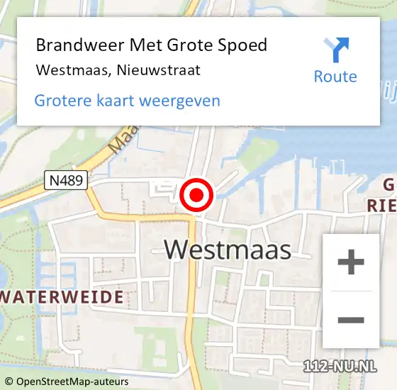 Locatie op kaart van de 112 melding: Brandweer Met Grote Spoed Naar Westmaas, Nieuwstraat op 15 april 2017 21:14