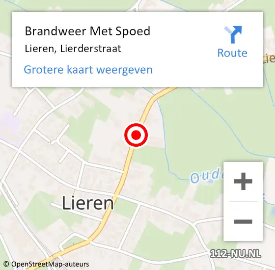 Locatie op kaart van de 112 melding: Brandweer Met Spoed Naar Lieren, Lierderstraat op 15 april 2017 21:43