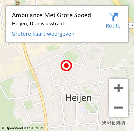 Locatie op kaart van de 112 melding: Ambulance Met Grote Spoed Naar Heijen, Dionisiusstraat op 16 april 2017 00:10