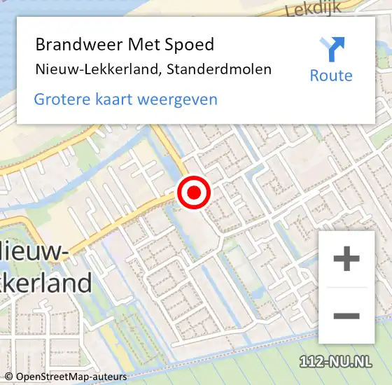 Locatie op kaart van de 112 melding: Brandweer Met Spoed Naar Nieuw-Lekkerland, Standerdmolen op 16 april 2017 00:50