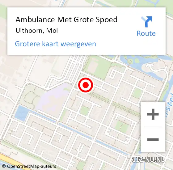 Locatie op kaart van de 112 melding: Ambulance Met Grote Spoed Naar Uithoorn, Mol op 16 april 2017 01:03