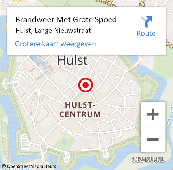 Locatie op kaart van de 112 melding: Brandweer Met Grote Spoed Naar Hulst, Lange Nieuwstraat op 16 april 2017 04:34