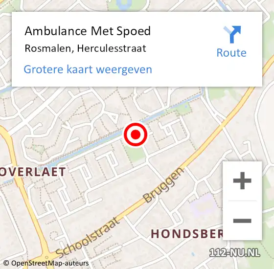 Locatie op kaart van de 112 melding: Ambulance Met Spoed Naar Rosmalen, Herculesstraat op 16 april 2017 05:05