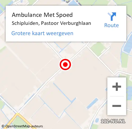 Locatie op kaart van de 112 melding: Ambulance Met Spoed Naar Schipluiden, Pastoor Verburghlaan op 16 april 2017 05:08