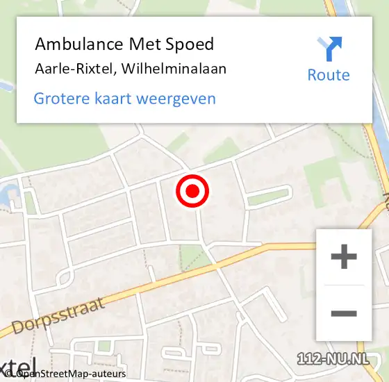 Locatie op kaart van de 112 melding: Ambulance Met Spoed Naar Aarle-Rixtel, Wilhelminalaan op 16 april 2017 05:26
