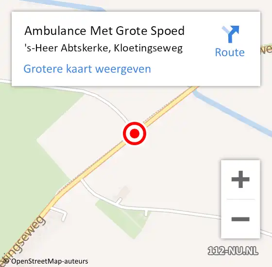 Locatie op kaart van de 112 melding: Ambulance Met Grote Spoed Naar 's-Heer Abtskerke, Kloetingseweg op 16 april 2017 06:01