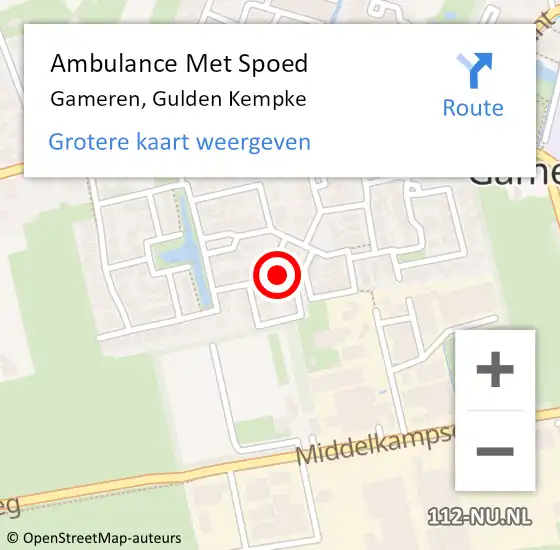 Locatie op kaart van de 112 melding: Ambulance Met Spoed Naar Gameren, Gulden Kempke op 16 april 2017 07:25