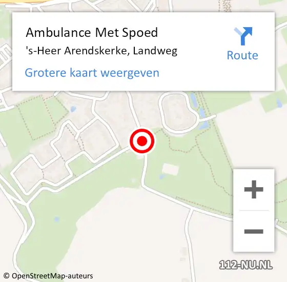 Locatie op kaart van de 112 melding: Ambulance Met Spoed Naar 's-Heer Arendskerke, Landweg op 16 april 2017 07:50