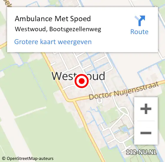 Locatie op kaart van de 112 melding: Ambulance Met Spoed Naar Westwoud, Bootsgezellenweg op 16 april 2017 09:52