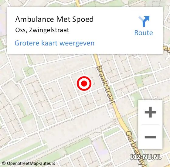 Locatie op kaart van de 112 melding: Ambulance Met Spoed Naar Oss, Zwingelstraat op 16 april 2017 10:13