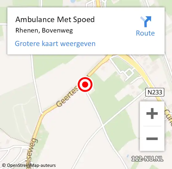 Locatie op kaart van de 112 melding: Ambulance Met Spoed Naar Rhenen, Bovenweg op 16 april 2017 10:19