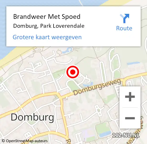 Locatie op kaart van de 112 melding: Brandweer Met Spoed Naar Domburg, Park Loverendale op 16 april 2017 10:26