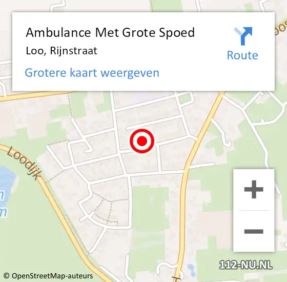 Locatie op kaart van de 112 melding: Ambulance Met Grote Spoed Naar Loo, Rijnstraat op 16 april 2017 11:16