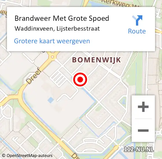 Locatie op kaart van de 112 melding: Brandweer Met Grote Spoed Naar Waddinxveen, Lijsterbesstraat op 16 april 2017 11:35