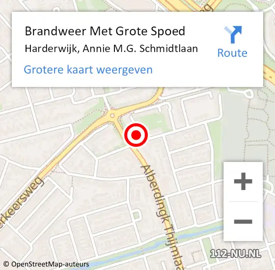 Locatie op kaart van de 112 melding: Brandweer Met Grote Spoed Naar Harderwijk, Annie M.G. Schmidtlaan op 16 april 2017 11:47