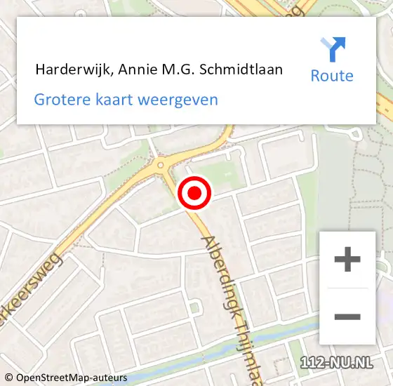 Locatie op kaart van de 112 melding:  Harderwijk, Annie M.G. Schmidtlaan op 16 april 2017 11:49