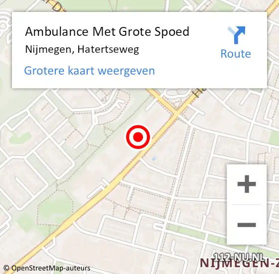 Locatie op kaart van de 112 melding: Ambulance Met Grote Spoed Naar Nijmegen, Hatertseweg op 16 april 2017 12:03