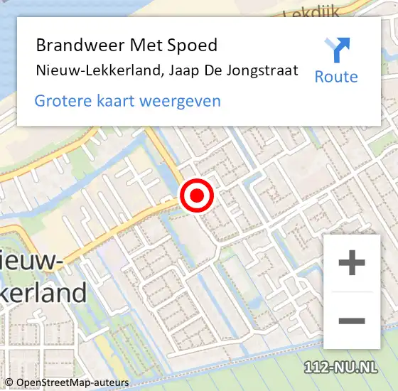 Locatie op kaart van de 112 melding: Brandweer Met Spoed Naar Nieuw-Lekkerland, Jaap De Jongstraat op 16 april 2017 12:11