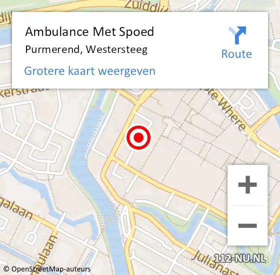 Locatie op kaart van de 112 melding: Ambulance Met Spoed Naar Purmerend, Westersteeg op 16 april 2017 12:17