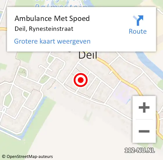 Locatie op kaart van de 112 melding: Ambulance Met Spoed Naar Deil, Rynesteinstraat op 16 april 2017 12:45