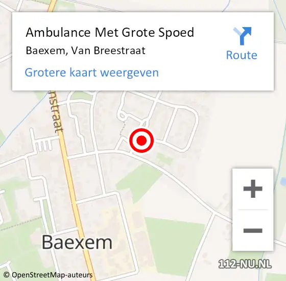 Locatie op kaart van de 112 melding: Ambulance Met Grote Spoed Naar Baexem, Van Breestraat op 16 april 2017 13:07