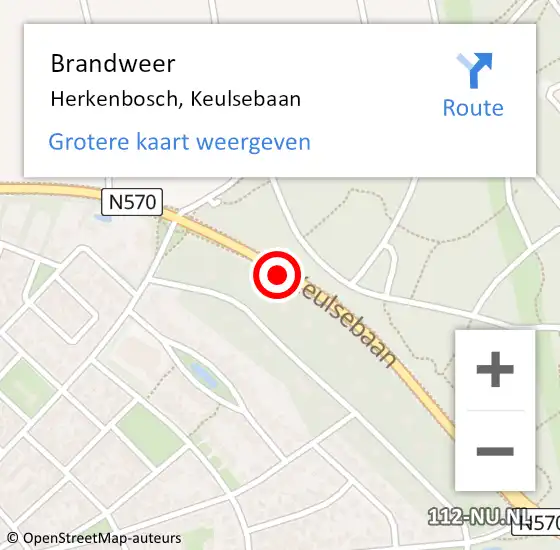 Locatie op kaart van de 112 melding: Brandweer Herkenbosch, Keulsebaan op 16 april 2017 13:24