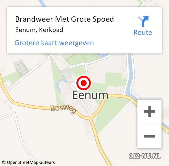 Locatie op kaart van de 112 melding: Brandweer Met Grote Spoed Naar Eenum, Kerkpad op 16 april 2017 13:27