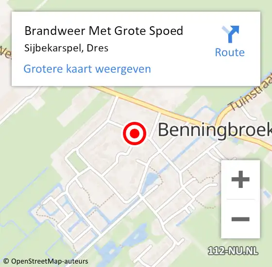 Locatie op kaart van de 112 melding: Brandweer Met Grote Spoed Naar Sijbekarspel, Dres op 16 april 2017 14:05