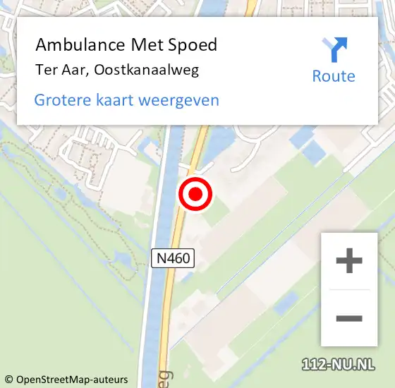 Locatie op kaart van de 112 melding: Ambulance Met Spoed Naar Ter Aar, Oostkanaalweg op 16 april 2017 14:29