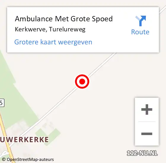 Locatie op kaart van de 112 melding: Ambulance Met Grote Spoed Naar Kerkwerve, Turelureweg op 16 april 2017 15:16