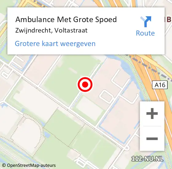 Locatie op kaart van de 112 melding: Ambulance Met Grote Spoed Naar Zwijndrecht, Voltastraat op 16 april 2017 15:32