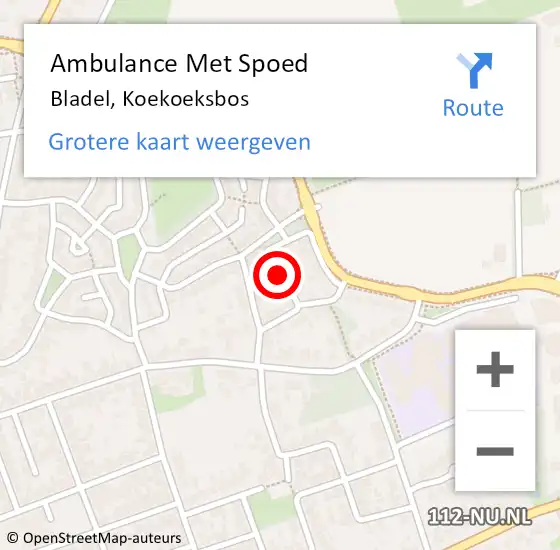 Locatie op kaart van de 112 melding: Ambulance Met Spoed Naar Bladel, Koekoeksbos op 16 april 2017 15:33