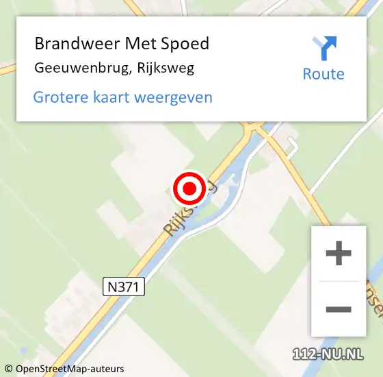 Locatie op kaart van de 112 melding: Brandweer Met Spoed Naar Geeuwenbrug, Rijksweg op 16 april 2017 16:32