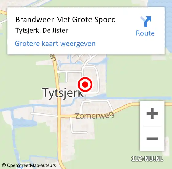 Locatie op kaart van de 112 melding: Brandweer Met Grote Spoed Naar Tytsjerk, De Jister op 16 april 2017 16:46