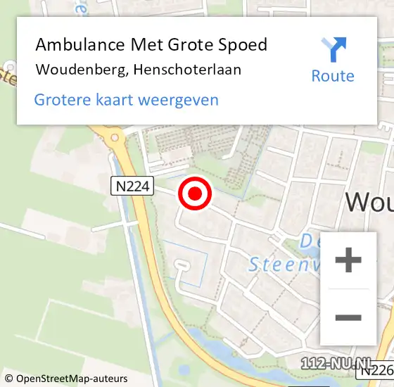 Locatie op kaart van de 112 melding: Ambulance Met Grote Spoed Naar Woudenberg, Henschoterlaan op 16 april 2017 17:23