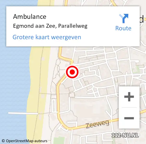 Locatie op kaart van de 112 melding: Ambulance Egmond aan Zee, Parallelweg op 19 september 2013 15:19