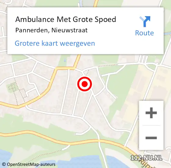 Locatie op kaart van de 112 melding: Ambulance Met Grote Spoed Naar Pannerden, Nieuwstraat op 16 april 2017 17:50