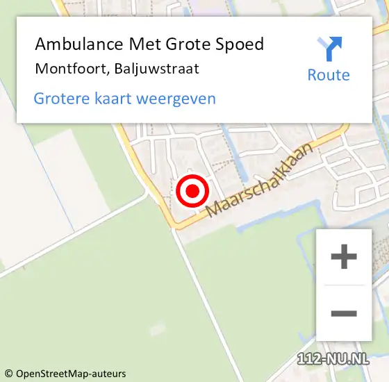 Locatie op kaart van de 112 melding: Ambulance Met Grote Spoed Naar Montfoort, Baljuwstraat op 16 april 2017 19:32