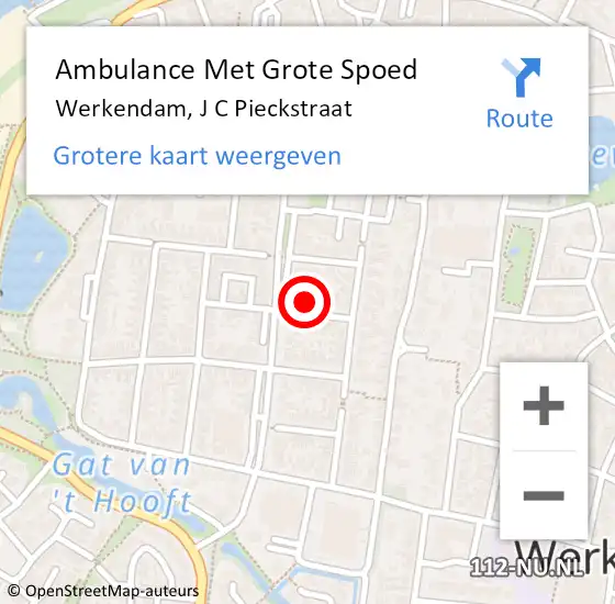 Locatie op kaart van de 112 melding: Ambulance Met Grote Spoed Naar Werkendam, J C Pieckstraat op 16 april 2017 19:35