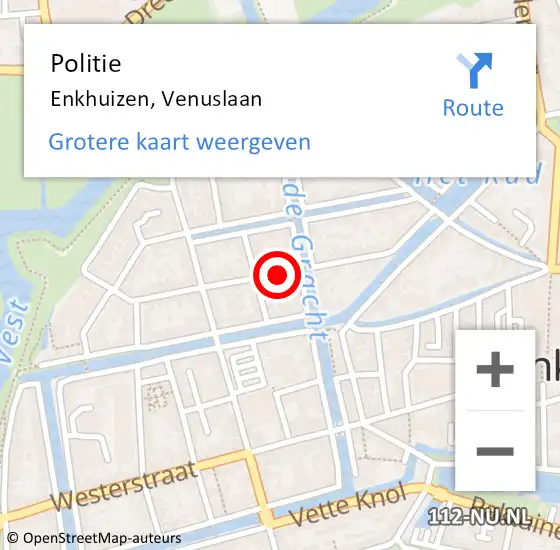 Locatie op kaart van de 112 melding: Politie Enkhuizen, Venuslaan op 16 april 2017 19:58