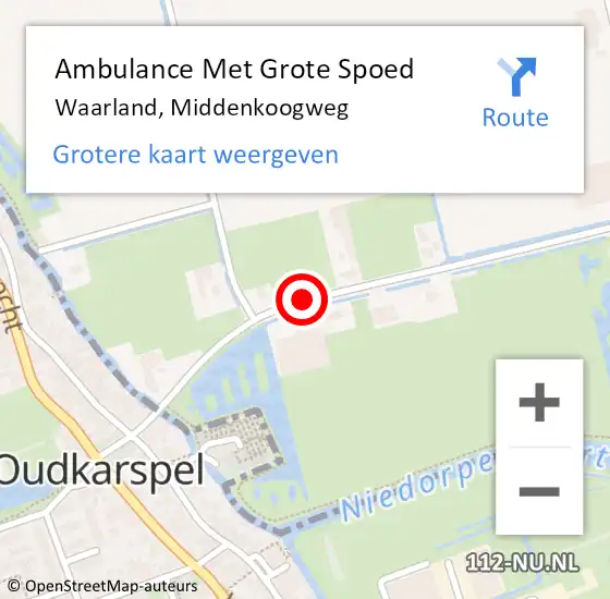 Locatie op kaart van de 112 melding: Ambulance Met Grote Spoed Naar Waarland, Middenkoogweg op 16 april 2017 20:09