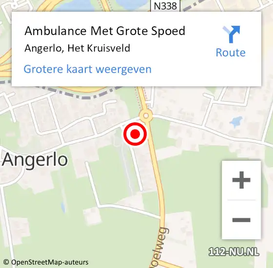 Locatie op kaart van de 112 melding: Ambulance Met Grote Spoed Naar Angerlo, Het Kruisveld op 16 april 2017 20:25