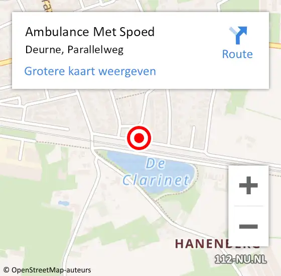 Locatie op kaart van de 112 melding: Ambulance Met Spoed Naar Deurne, Parallelweg op 16 april 2017 20:27