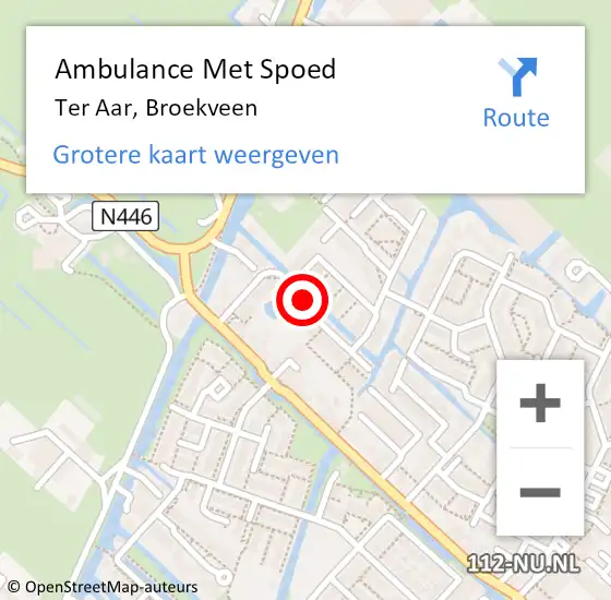 Locatie op kaart van de 112 melding: Ambulance Met Spoed Naar Ter Aar, Broekveen op 16 april 2017 20:32