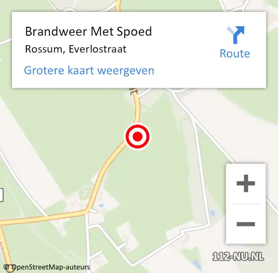 Locatie op kaart van de 112 melding: Brandweer Met Spoed Naar Rossum, Everlostraat op 16 april 2017 21:09