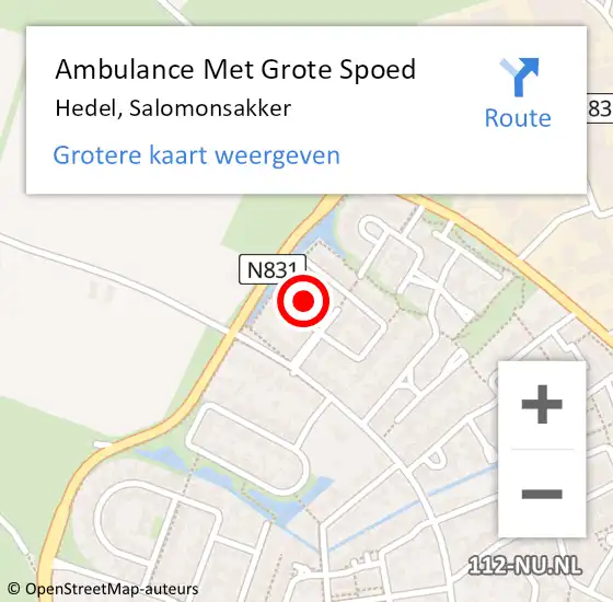 Locatie op kaart van de 112 melding: Ambulance Met Grote Spoed Naar Hedel, Salomonsakker op 16 april 2017 21:32