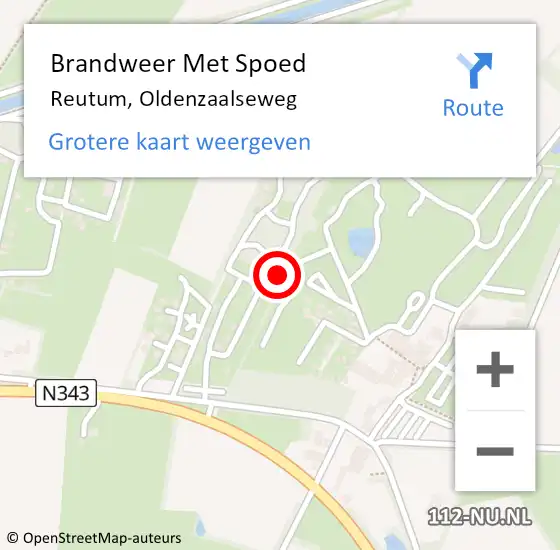 Locatie op kaart van de 112 melding: Brandweer Met Spoed Naar Reutum, Oldenzaalseweg op 16 april 2017 21:38