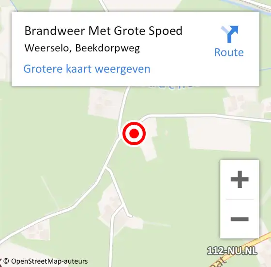 Locatie op kaart van de 112 melding: Brandweer Met Grote Spoed Naar Weerselo, Beekdorpweg op 16 april 2017 21:43